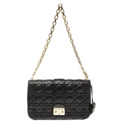 Dior Black Cannage Leather Miss Dior Medium Flap Bag