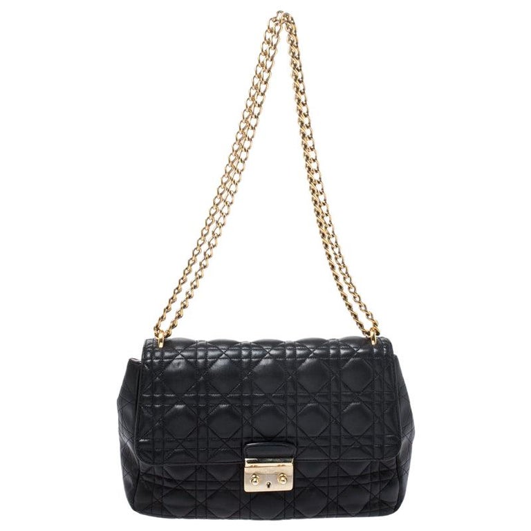 Dior Black Cannage Leather Miss Dior Medium Flap Bag at 1stDibs