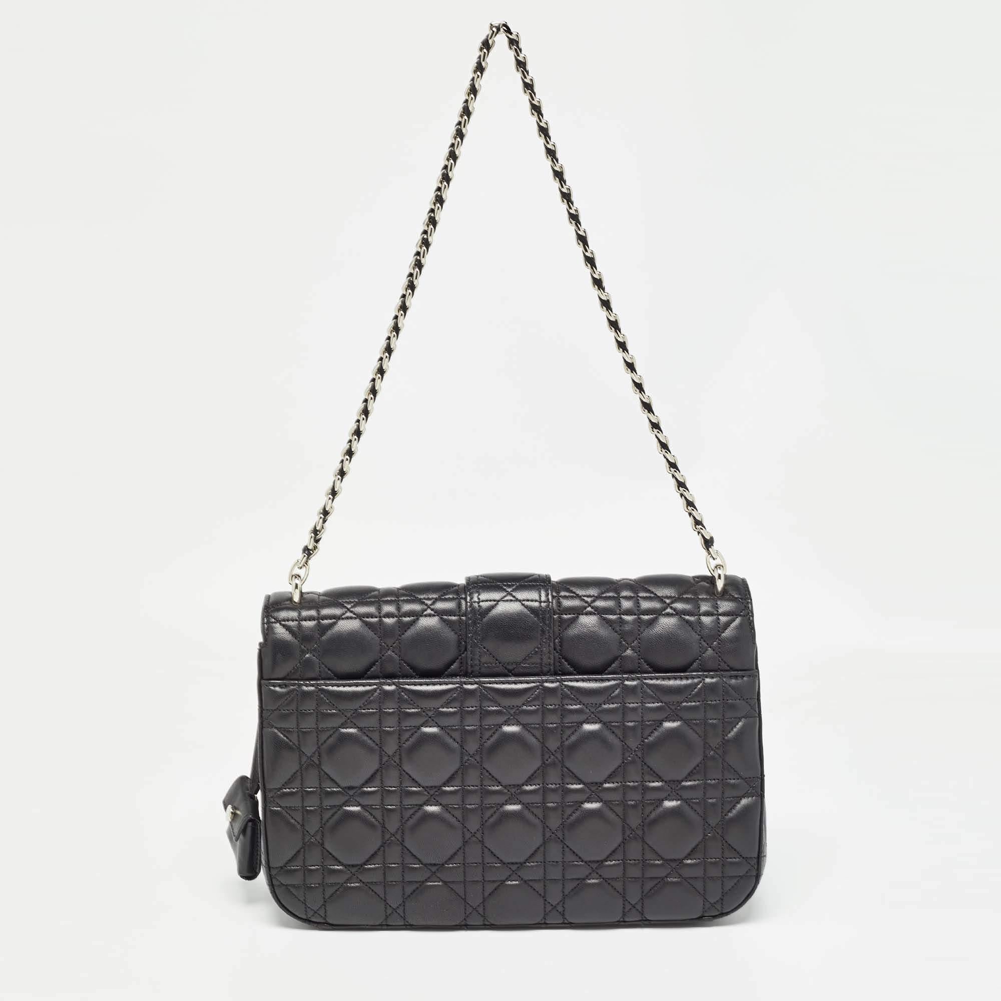 Women's Dior Black Cannage Leather Miss Dior Promenade Shoulder Bag