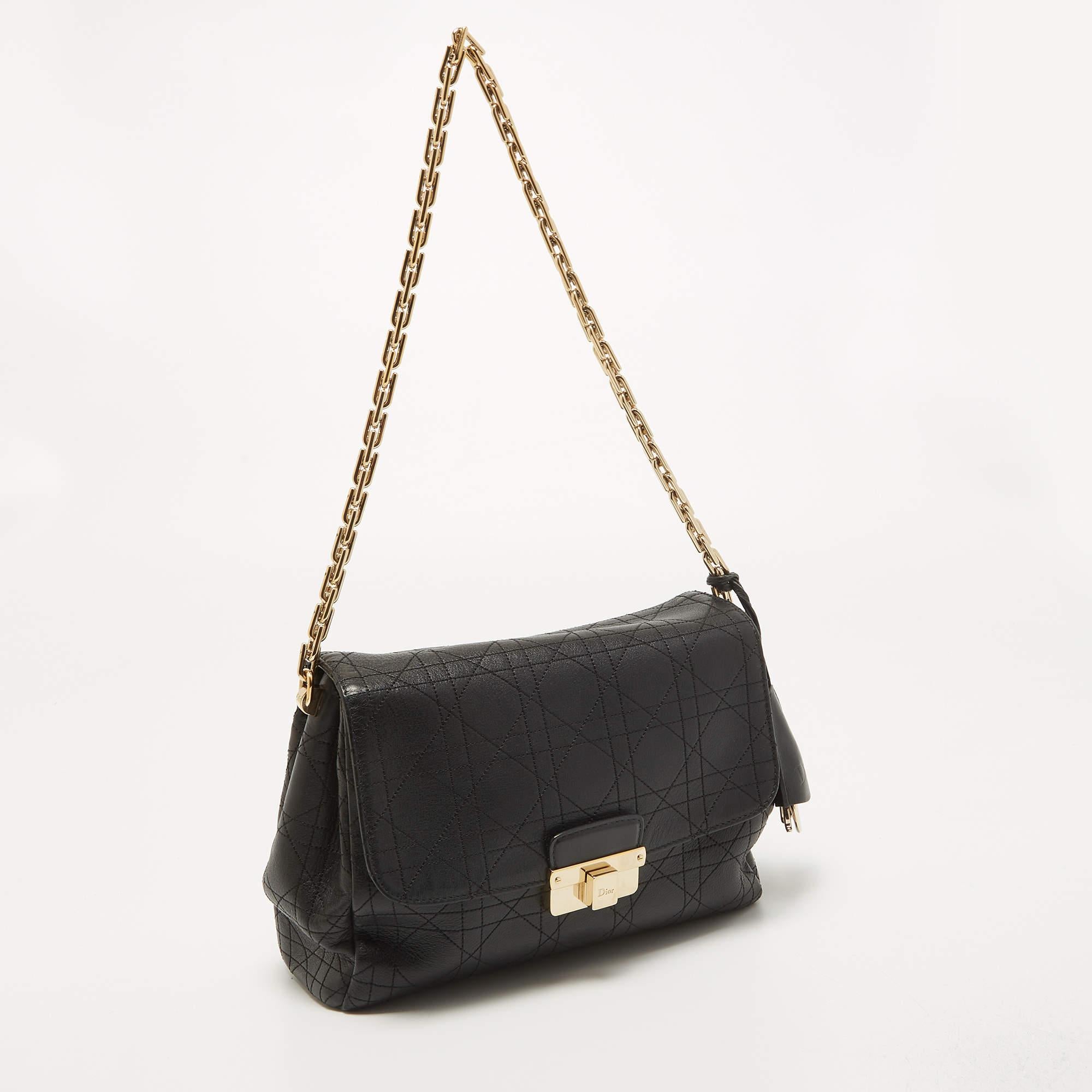 Dior Black Cannage Leather Miss Dior Shoulder Bag In Good Condition In Dubai, Al Qouz 2