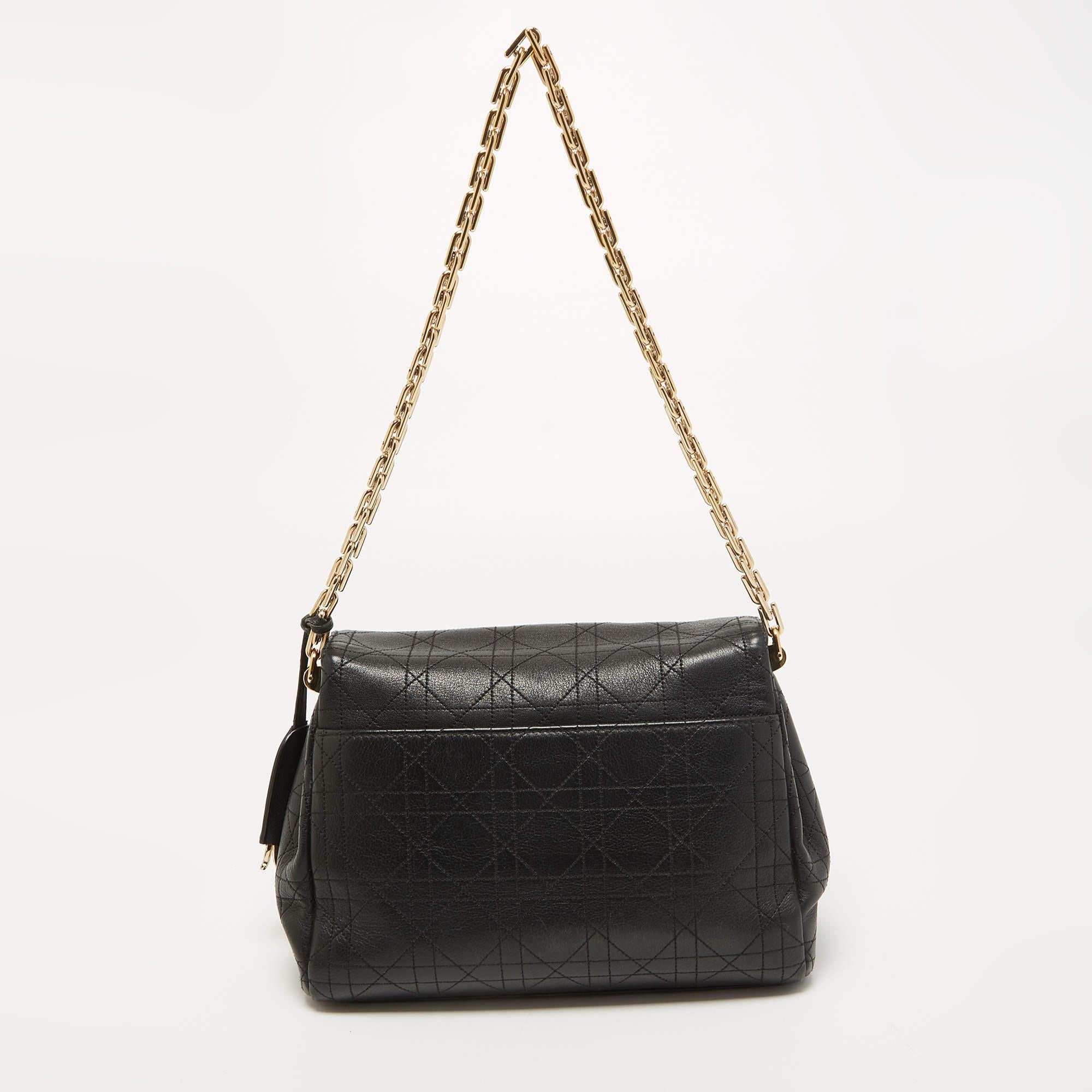 Women's Dior Black Cannage Leather Miss Dior Shoulder Bag