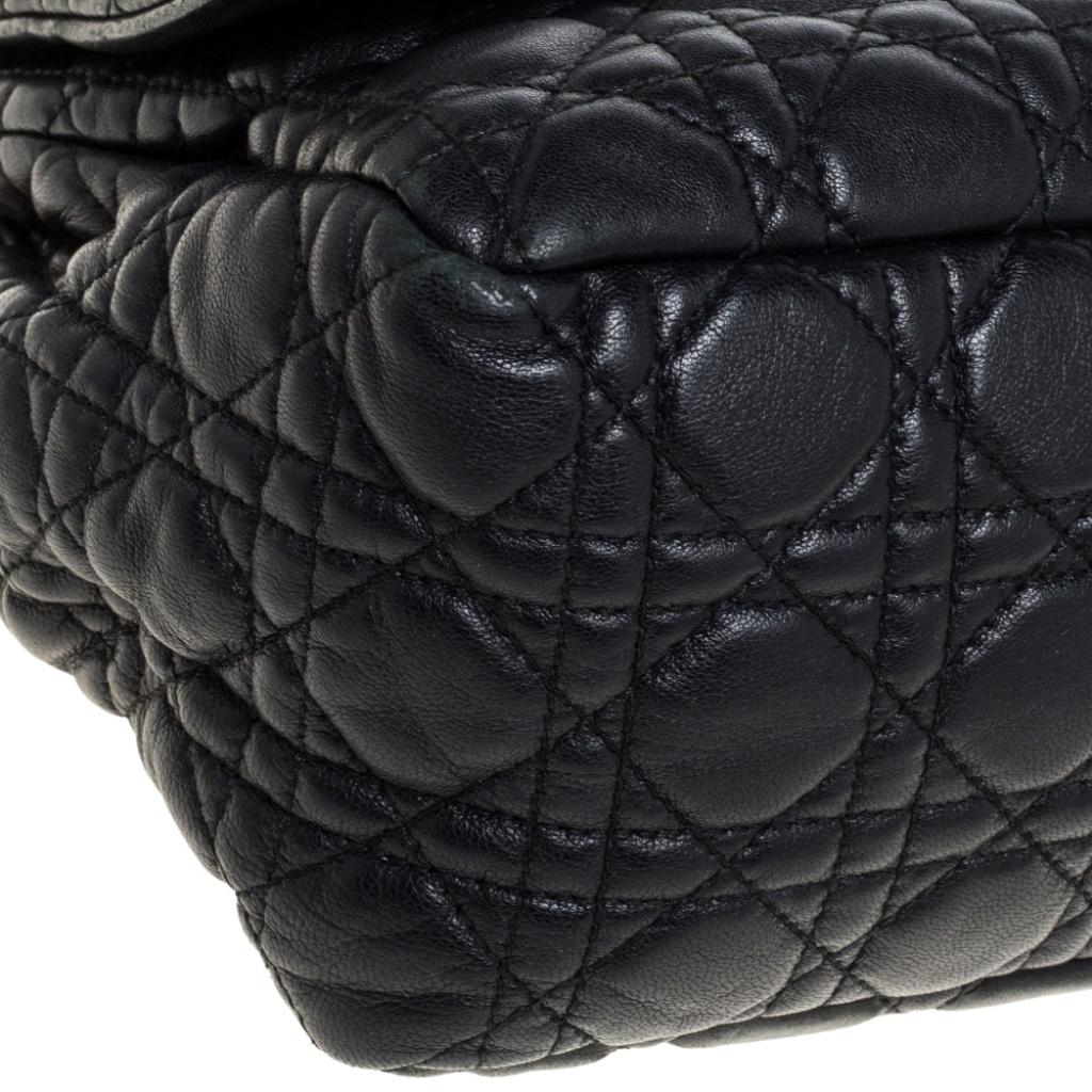 Dior Schwarz Cannage Leder Neu Schloss Klappe Tasche 6