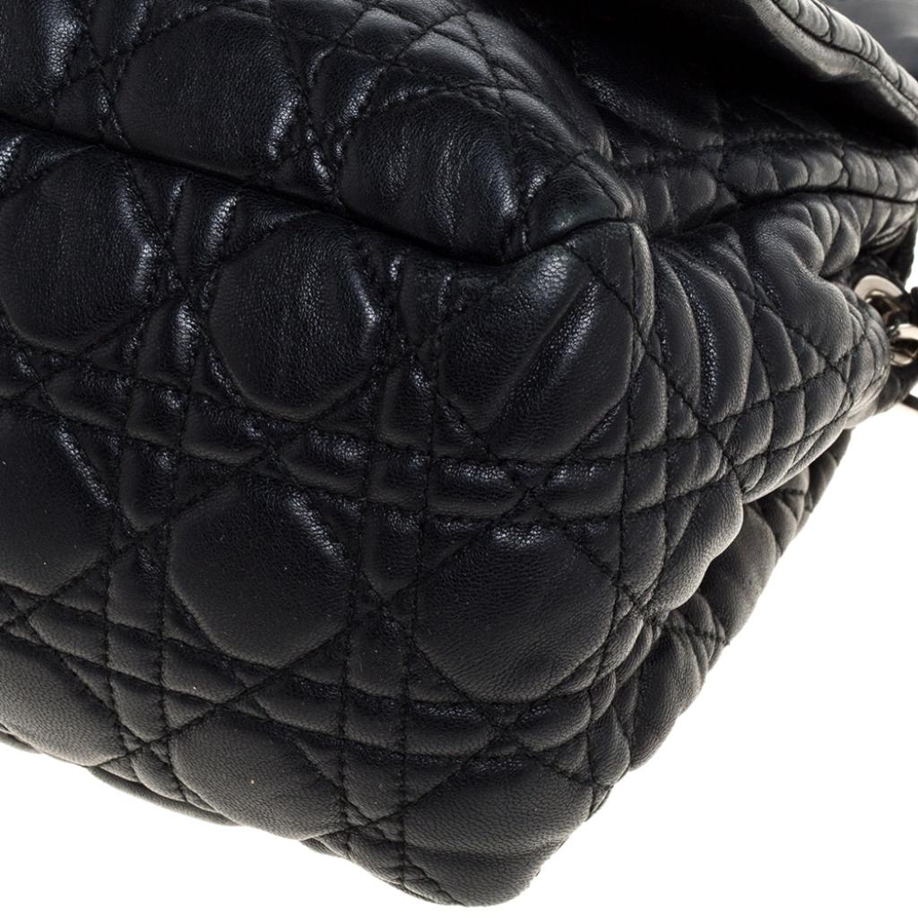 Dior Schwarz Cannage Leder Neu Schloss Klappe Tasche 7