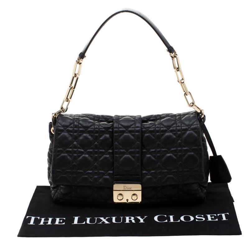 Dior Black Cannage Leather New Lock Flap Bag 8