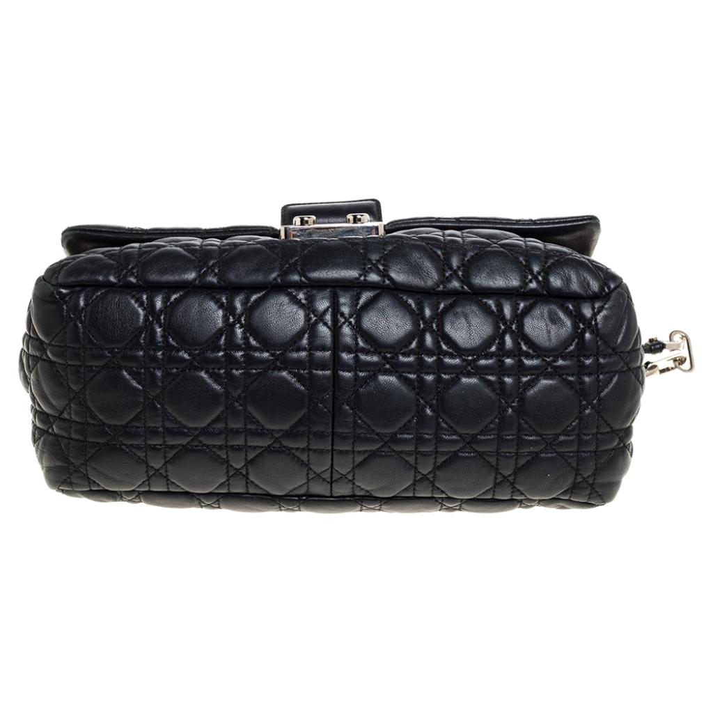 Dior Schwarz Cannage Leder Neu Schloss Klappe Tasche 1