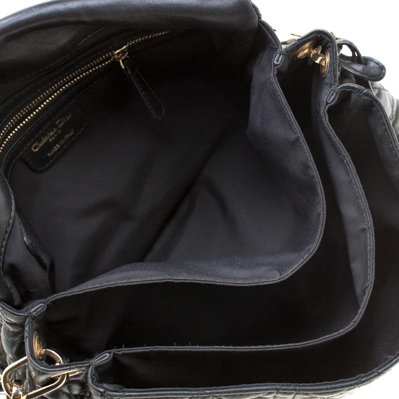 Dior Black Cannage Leather New Lock Flap Bag 2