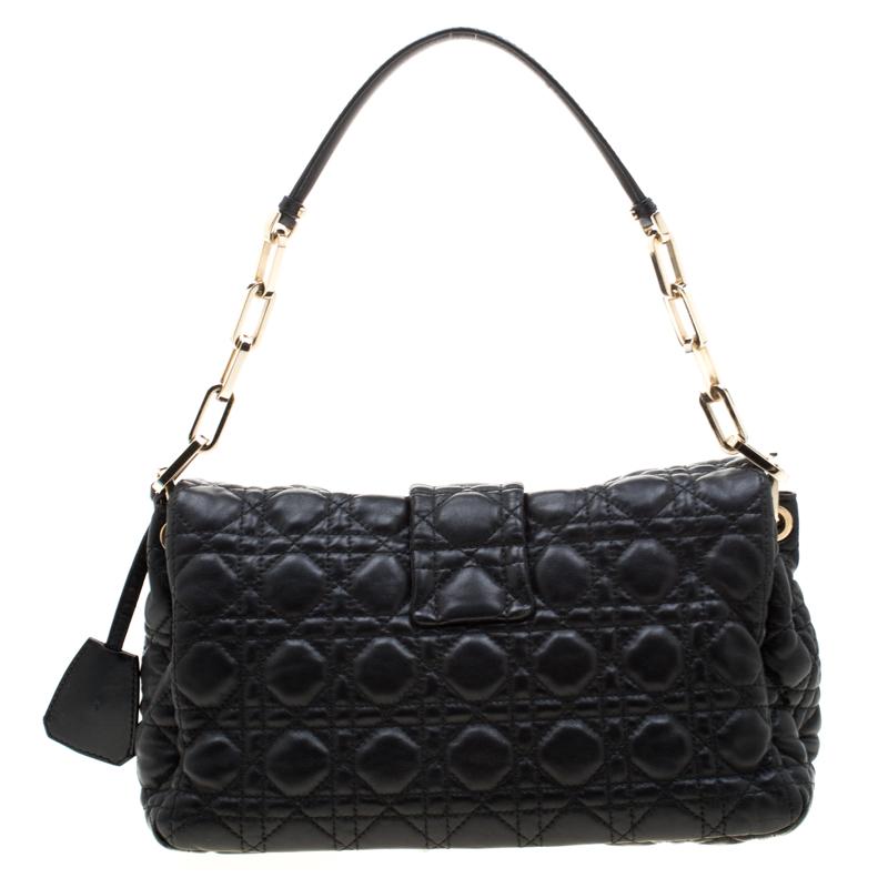 Dior Black Cannage Leather New Lock Flap Bag 3