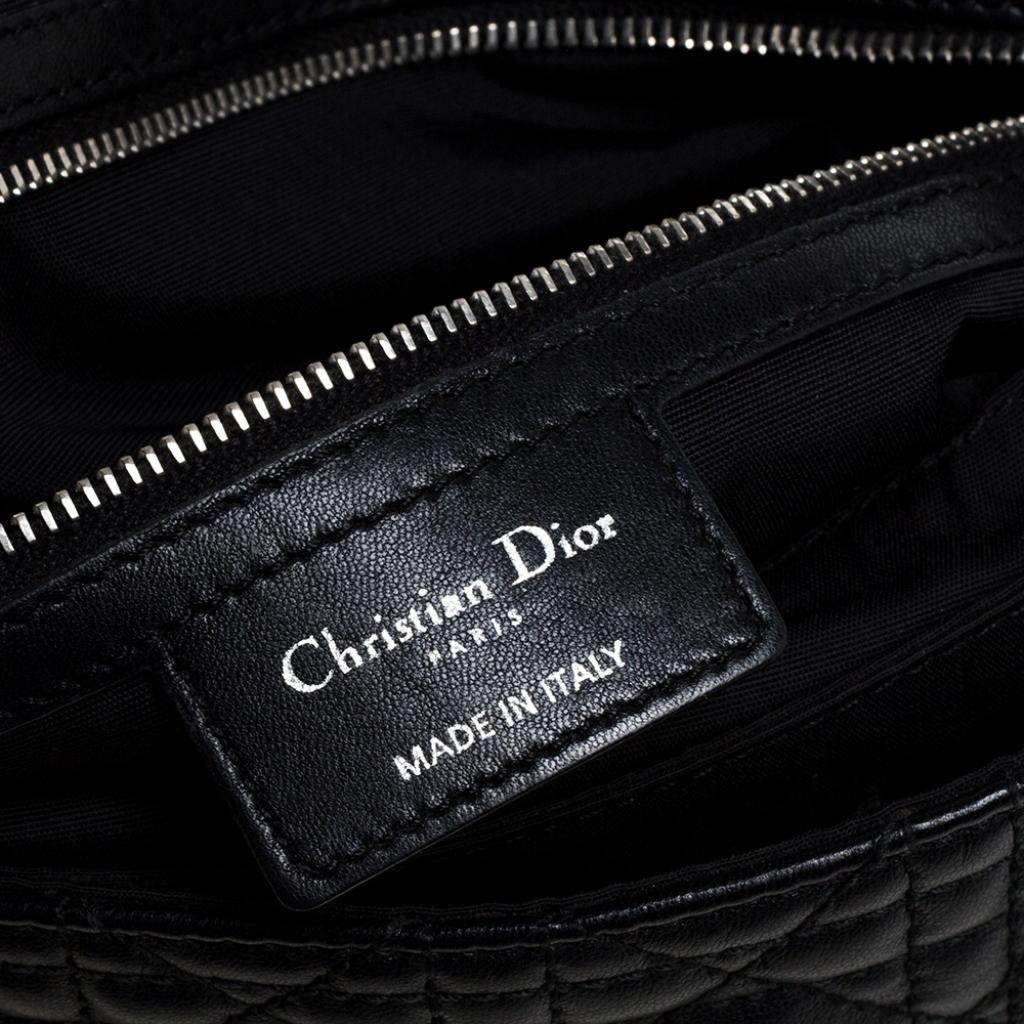 Dior Schwarz Cannage Leder Neu Schloss Klappe Tasche 3