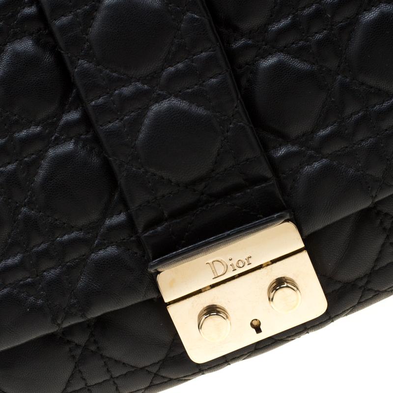 Dior Black Cannage Leather New Lock Flap Bag 4