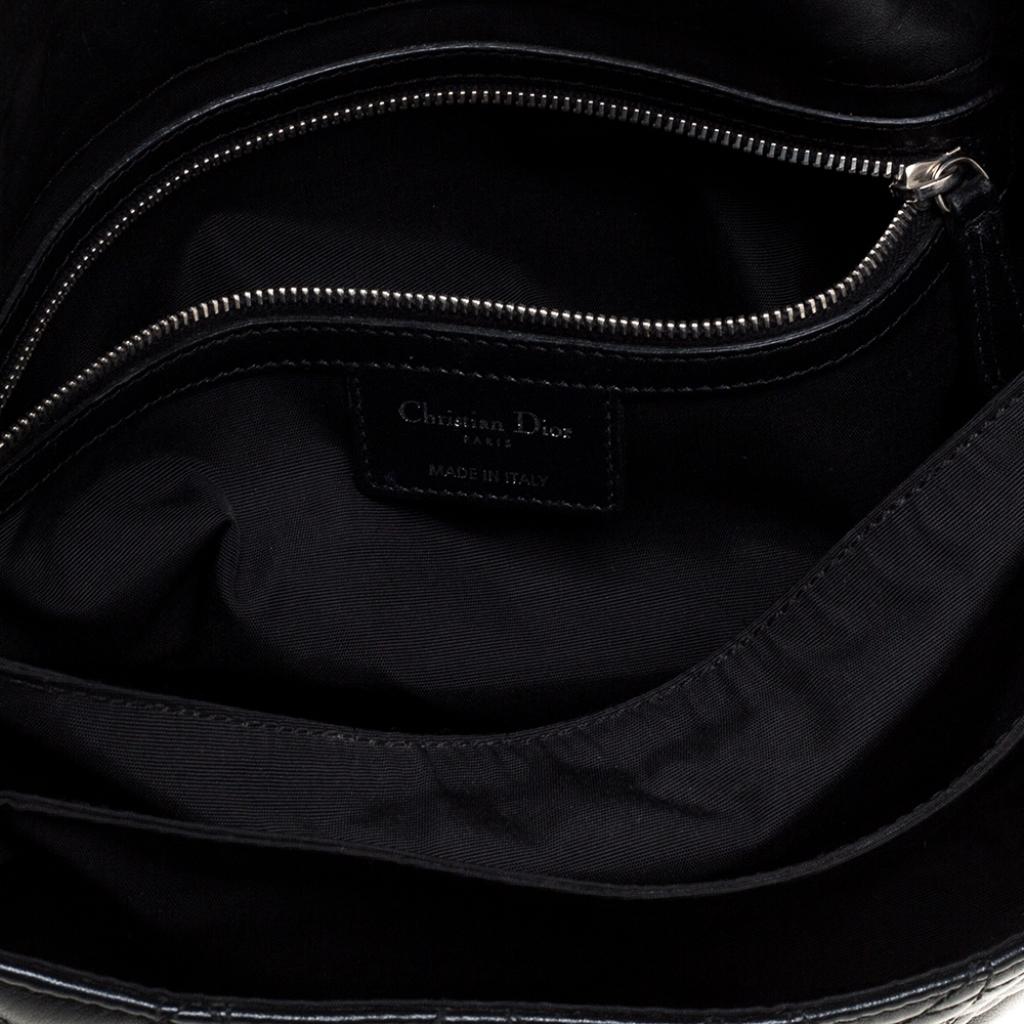 Dior Schwarz Cannage Leder Neu Schloss Klappe Tasche 5