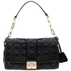Dior Black Cannage Leather New Lock Flap Bag