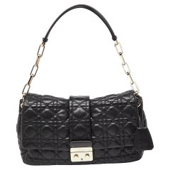 Dior Black Cannage Leather New Lock Flap Chain Bag