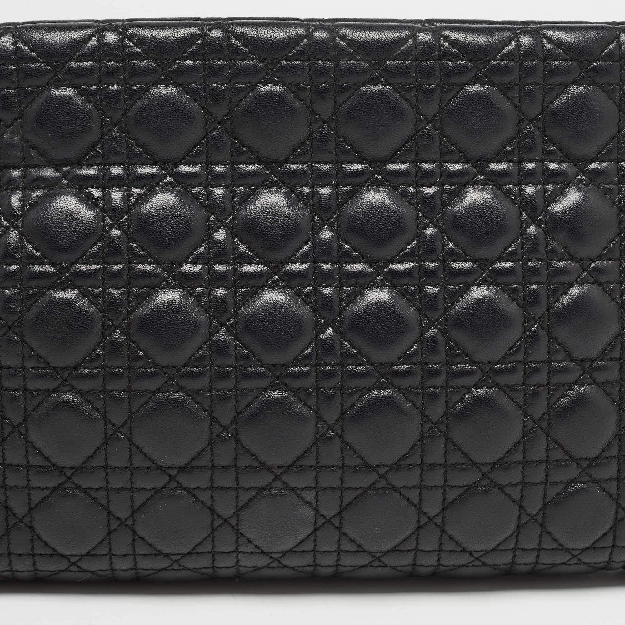 Dior Black Cannage Leather Panarea Clutch 4