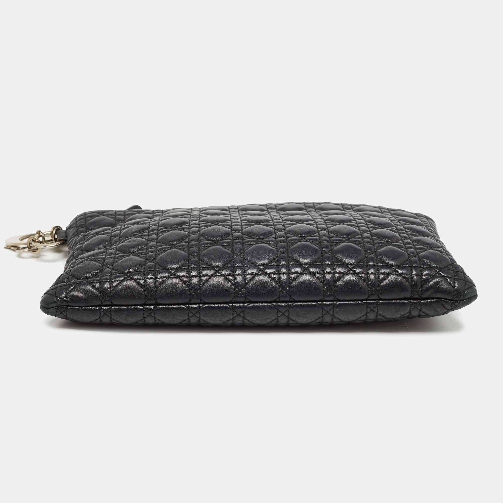 Dior Black Cannage Leather Panarea Clutch 5