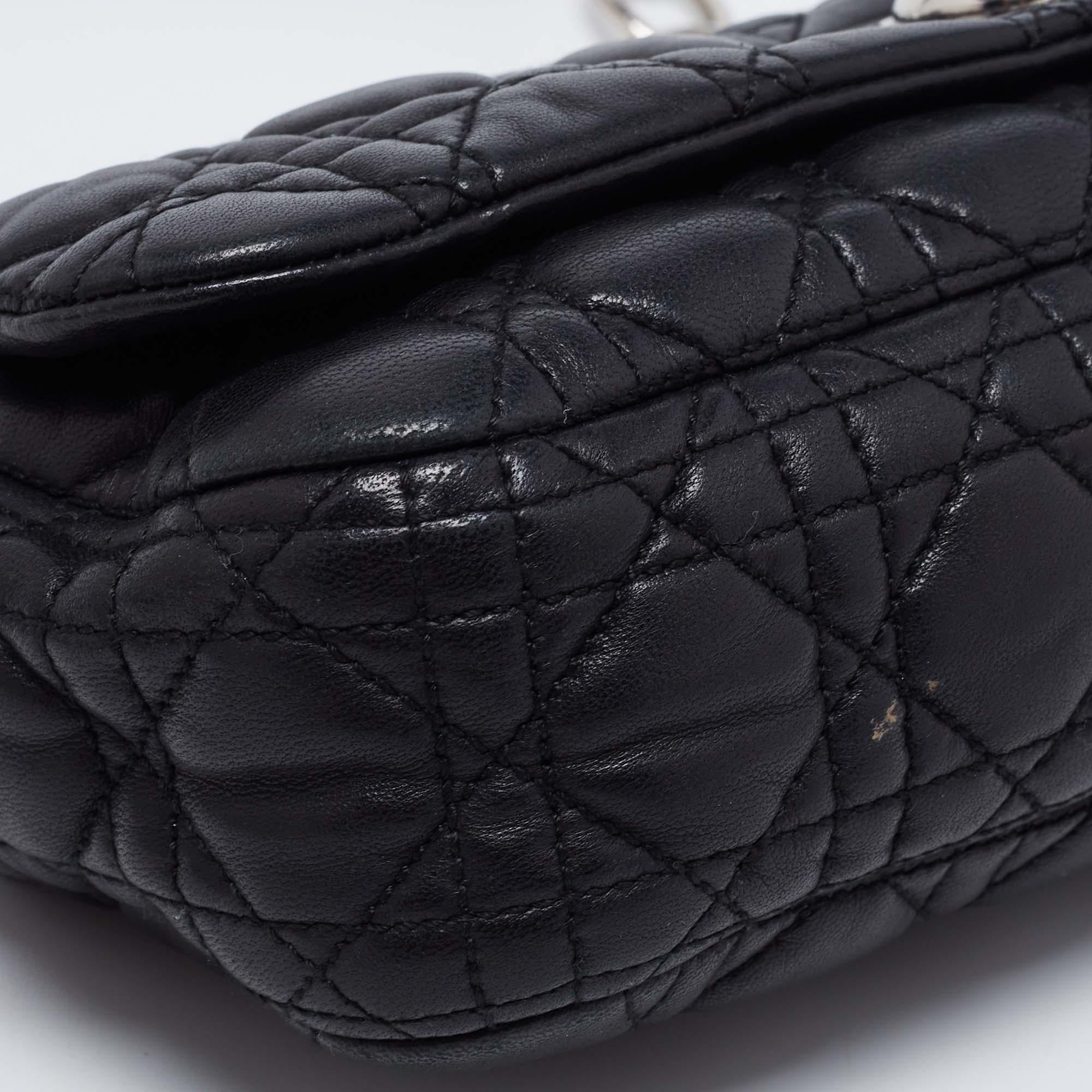Dior Black Cannage Leather Rendezvous Shoulder Bag 7
