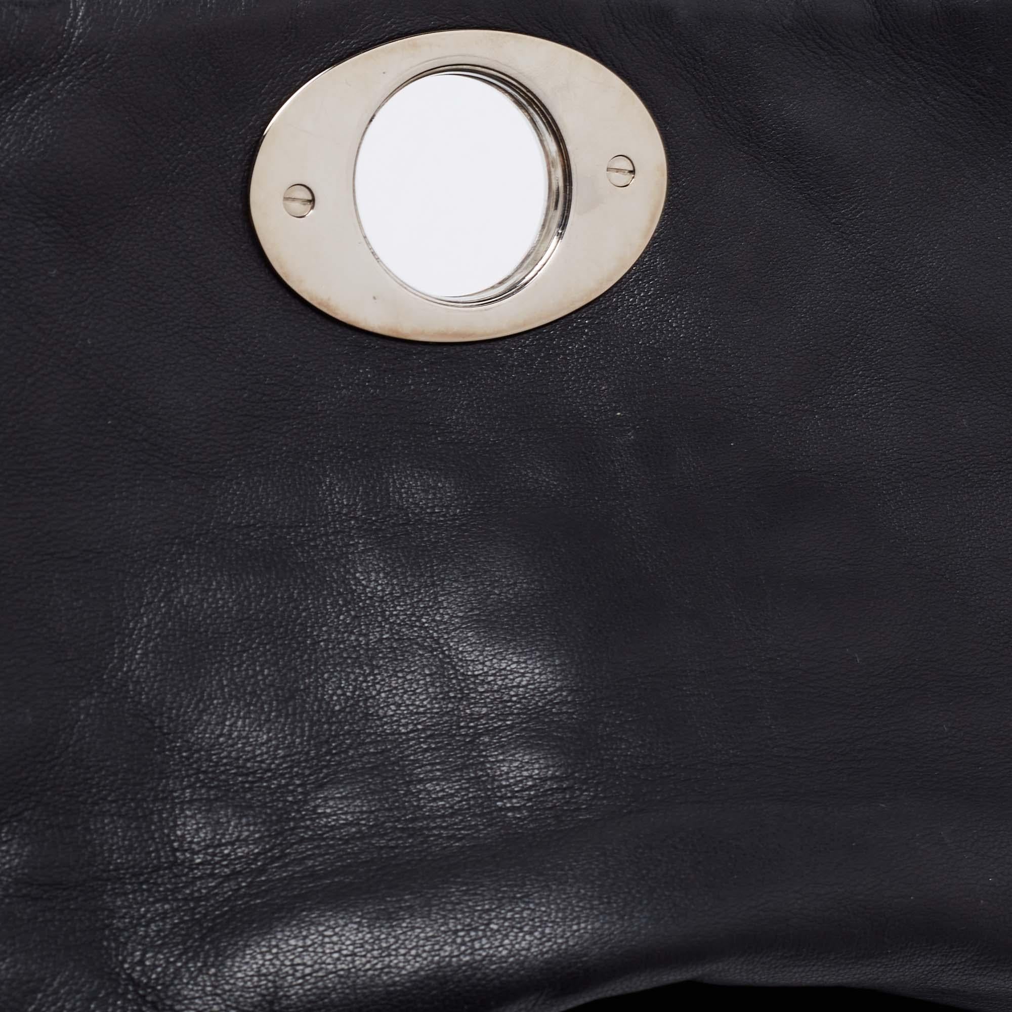 Women's Dior Black Cannage Leather Rendezvous Shoulder Bag