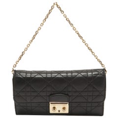 Dior Black Cannage Leather Rendezvous Wallet on Chain