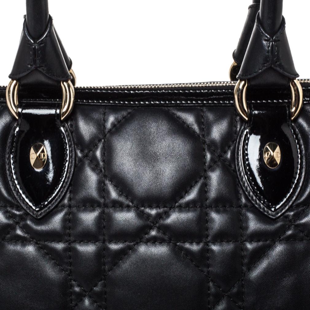 Dior Black Cannage Leather Side Pocket Satchel 5