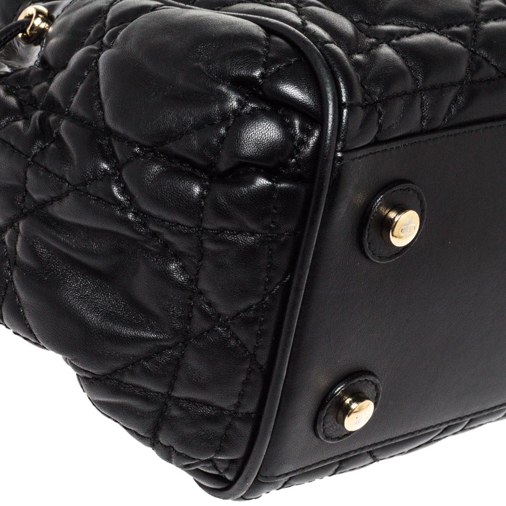 Dior Black Cannage Leather Side Pocket Satchel 1