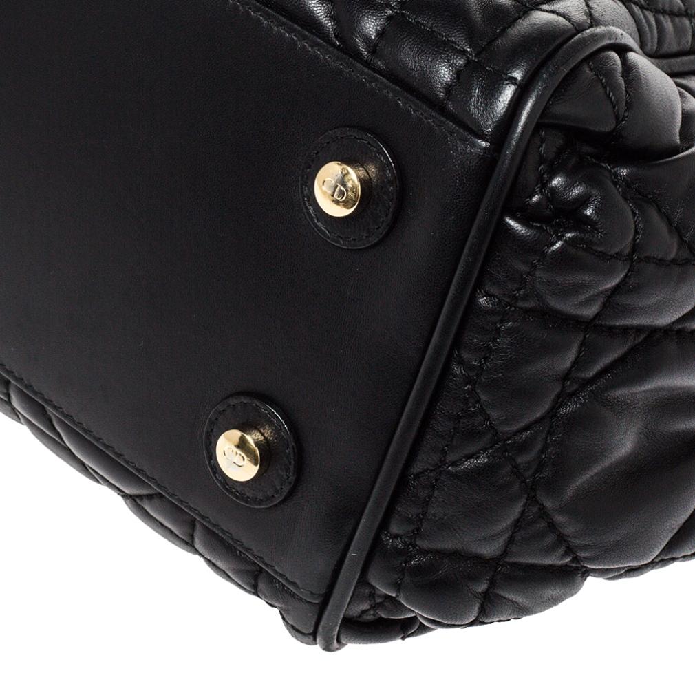 Dior Black Cannage Leather Side Pocket Satchel 2