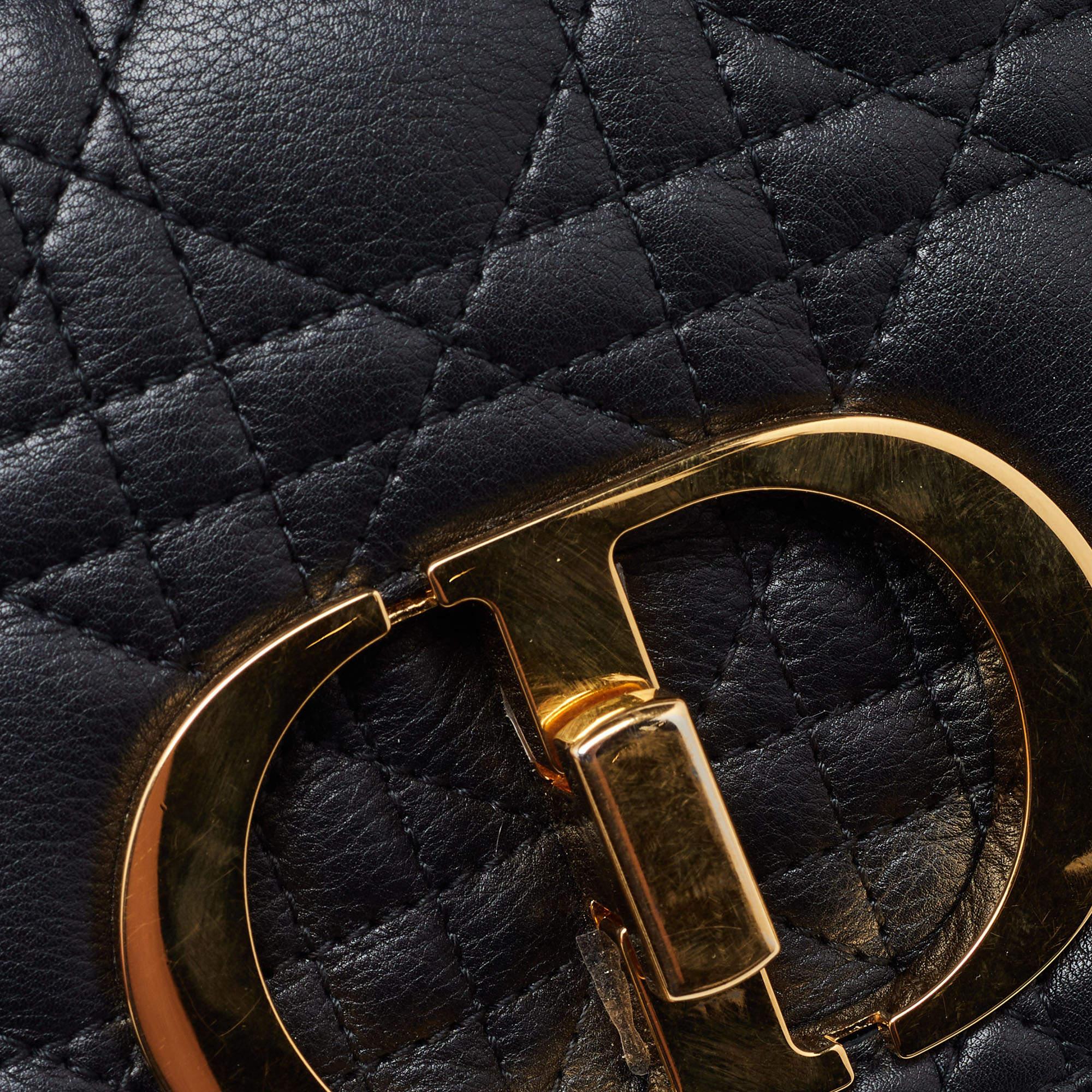 Dior Black Cannage Leather Small Caro Shoulder Bag 1