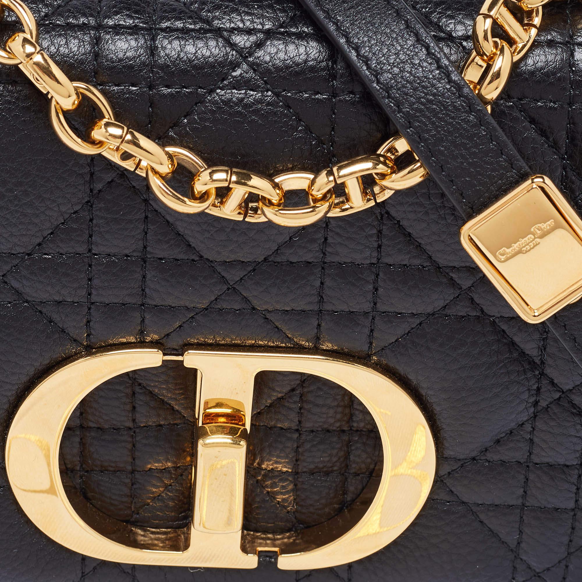 Dior Black Cannage Leather Small Caro Shoulder Bag 2