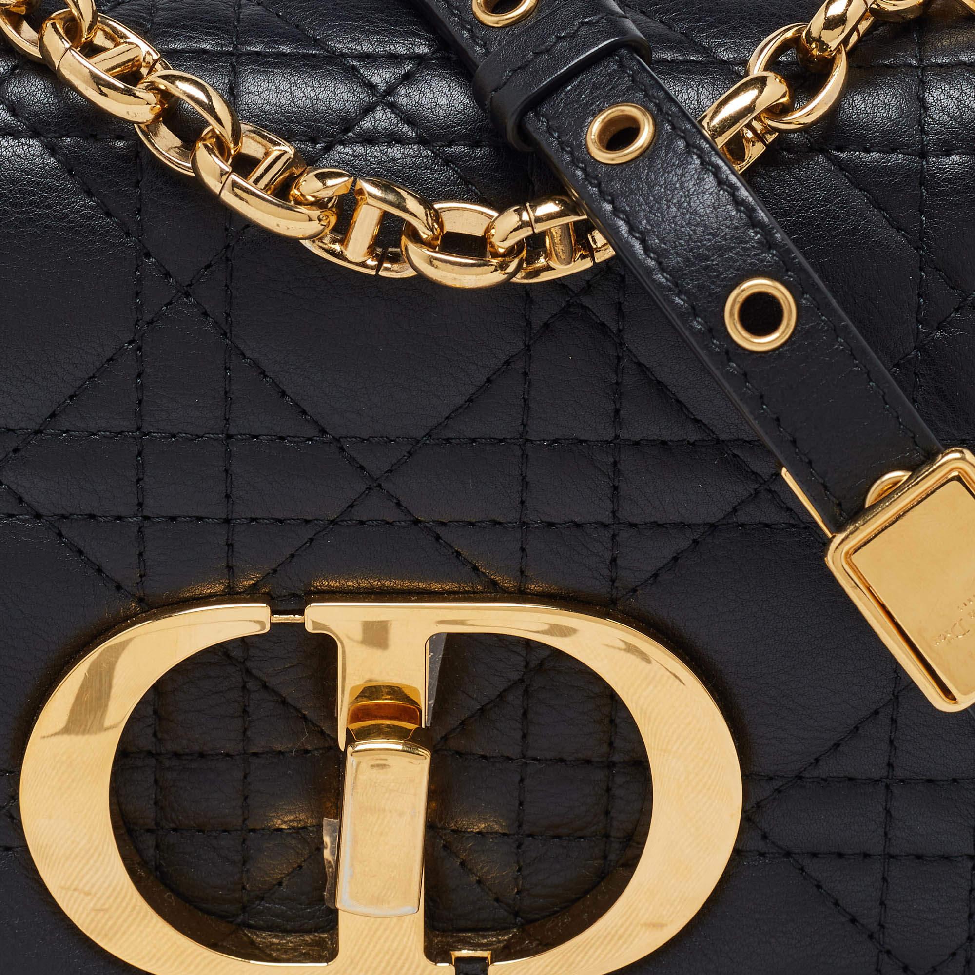 Dior Black Cannage Leather Small Caro Shoulder Bag 3