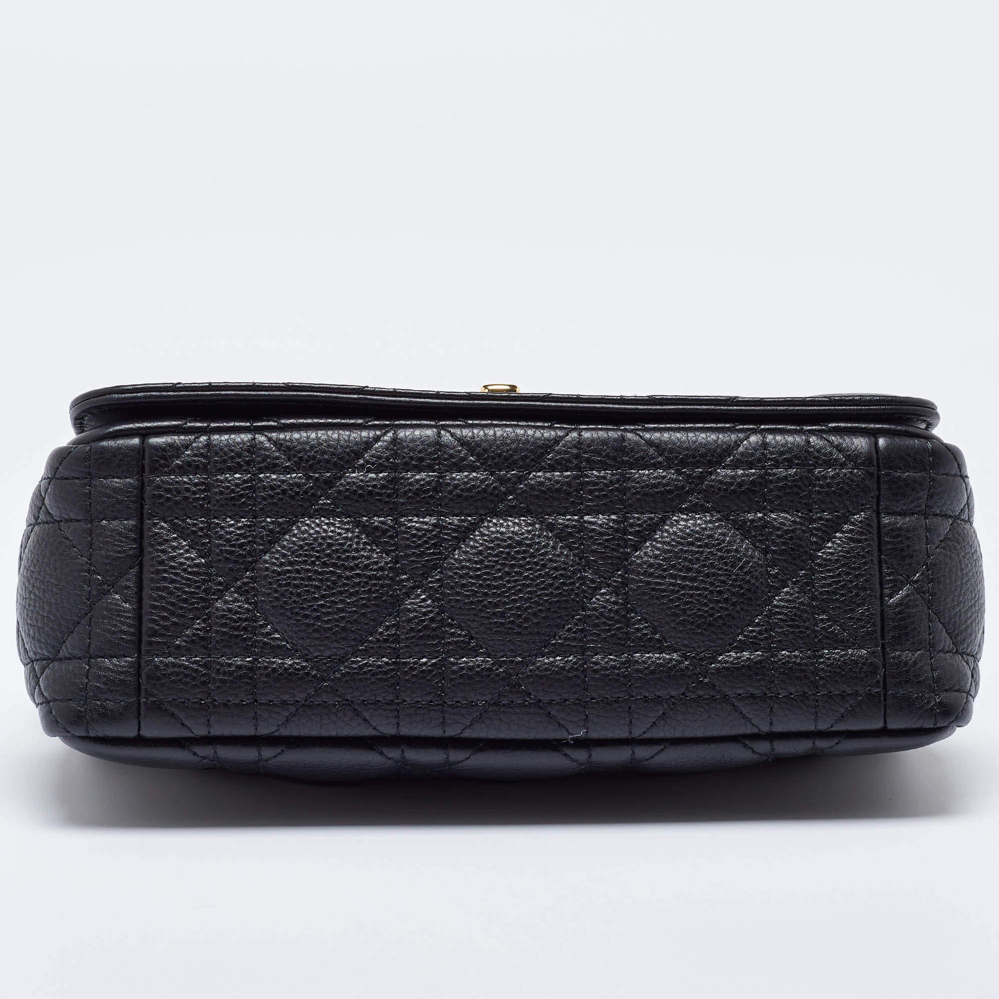 Dior Black Cannage Leather Small Caro Shoulder Bag 3