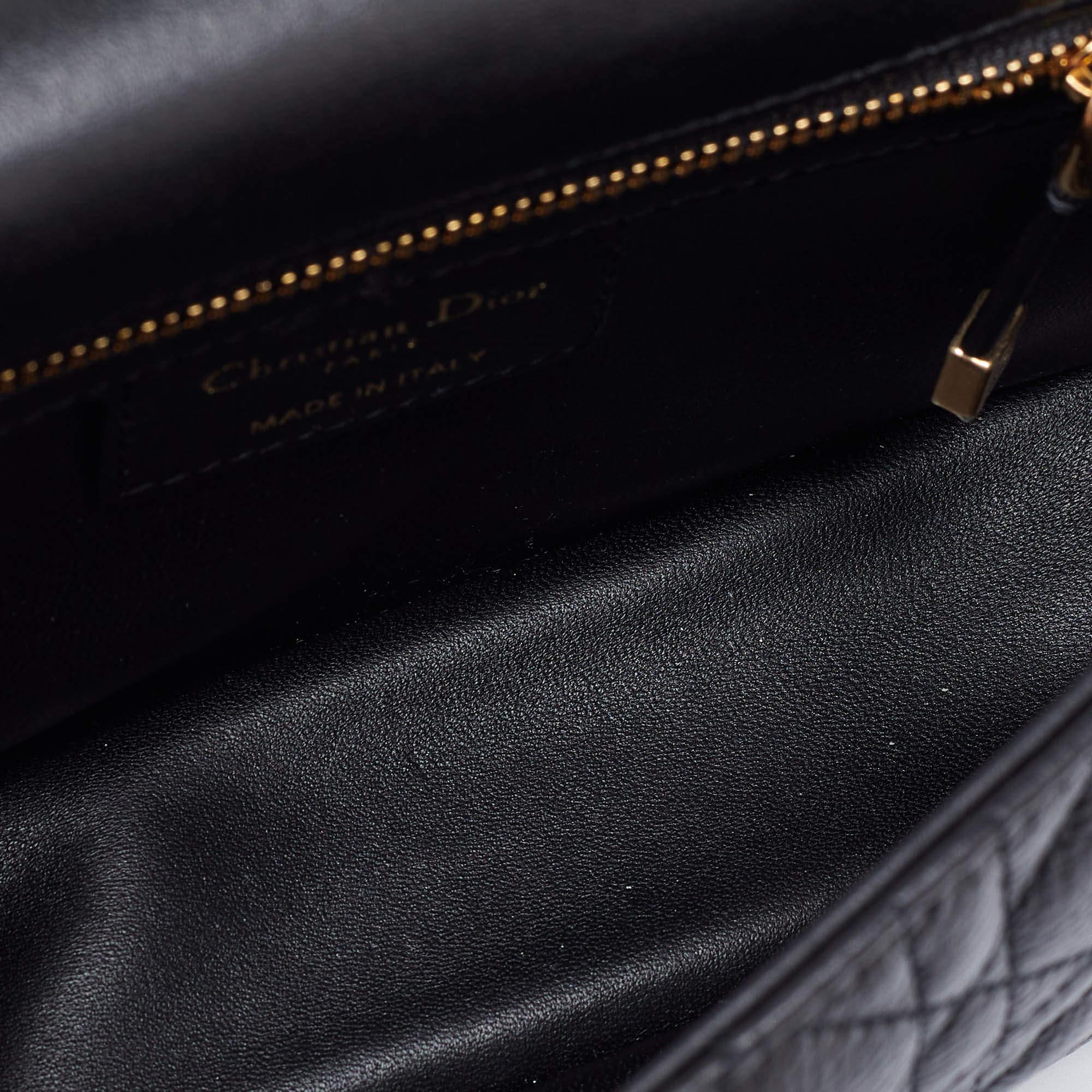 Dior Black Cannage Leather Small Caro Shoulder Bag 4