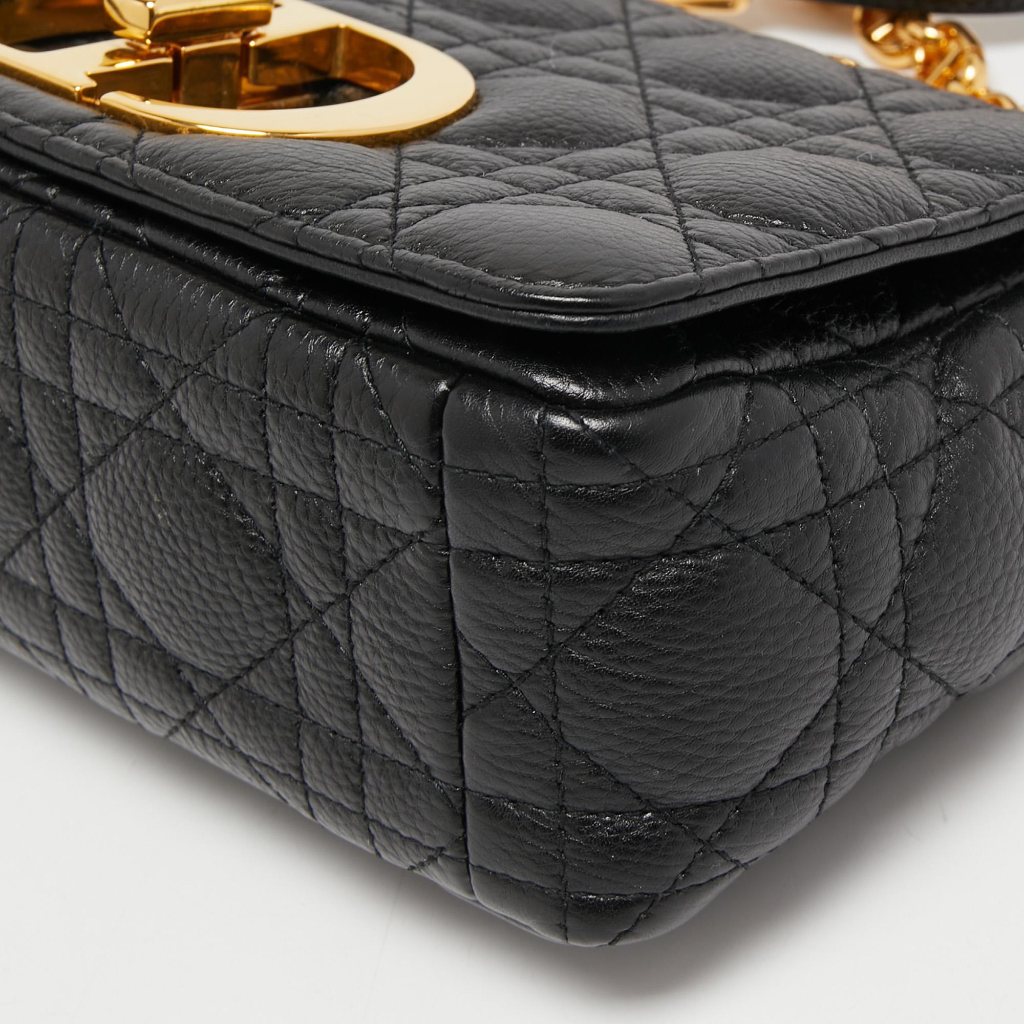 Dior Black Cannage Leather Small Caro Shoulder Bag 1