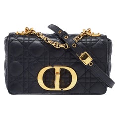 Dior Black Cannage Leather Small Caro Shoulder Bag