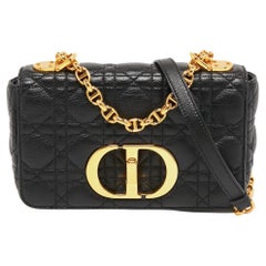 Dior Black Cannage Leather Small Caro Shoulder Bag