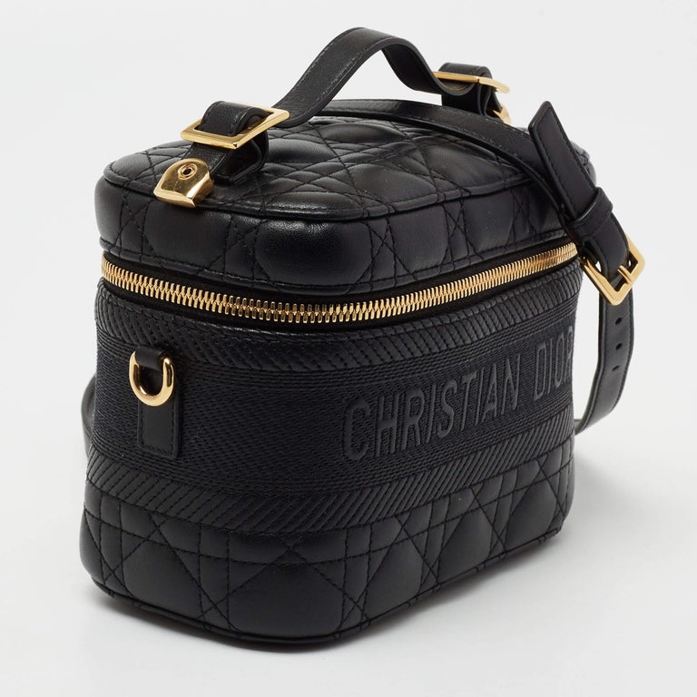 Dior Black Cannage Leather Small Diortravel Vanity Case For Sale at 1stDibs