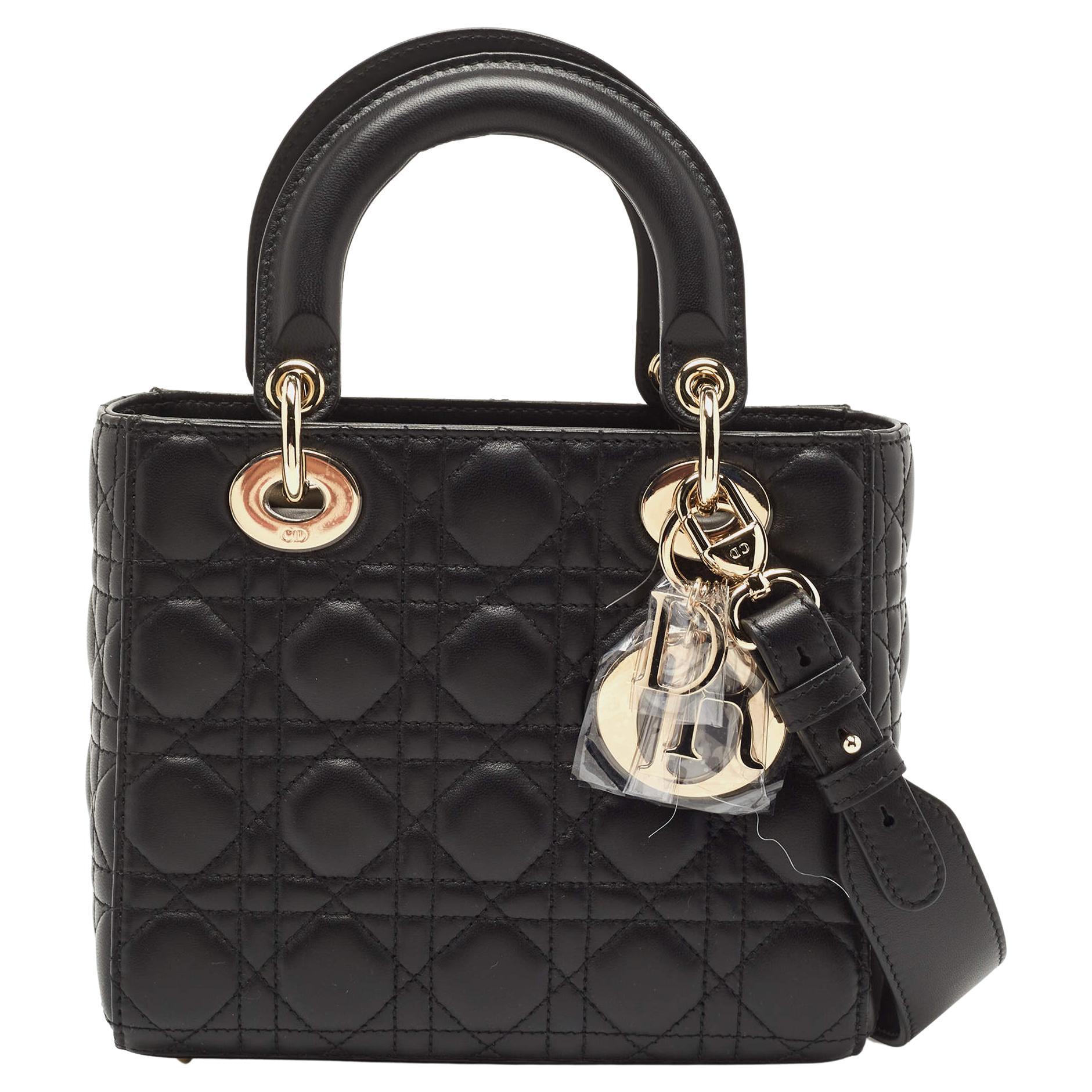 Dior Black Cannage Leather Small My ABCDior Lady Dior Tote