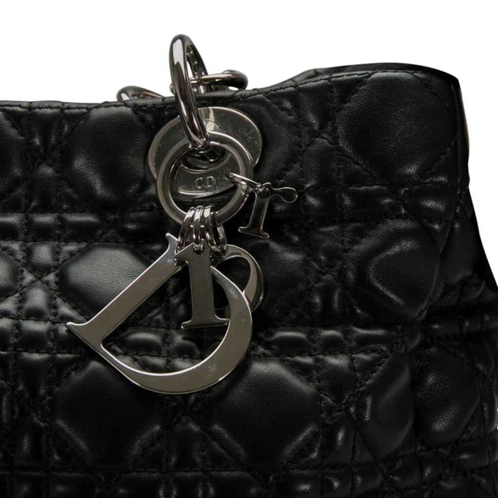 Dior Black Cannage Leather Small Soft Lady Dior Shopping Tote 2