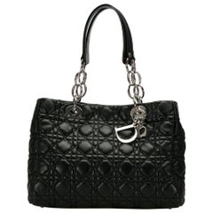 Dior Black Cannage Leather Small Soft Lady Dior Shopping Tote