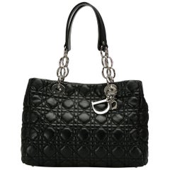 Dior Black Cannage Leather Small Soft Lady Dior Shopping Tote