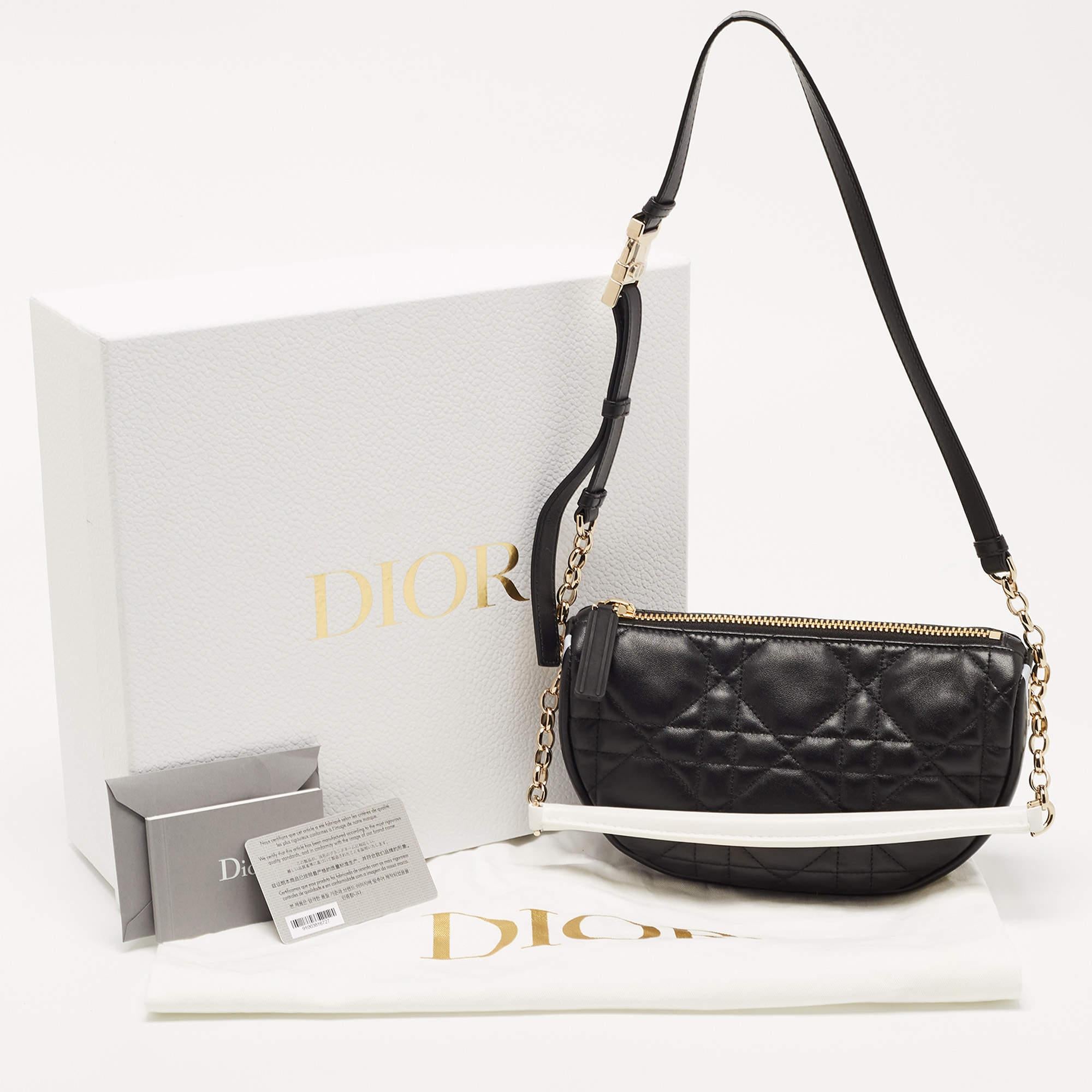 Dior Black Cannage Leather Small Vibe Hobo For Sale 7