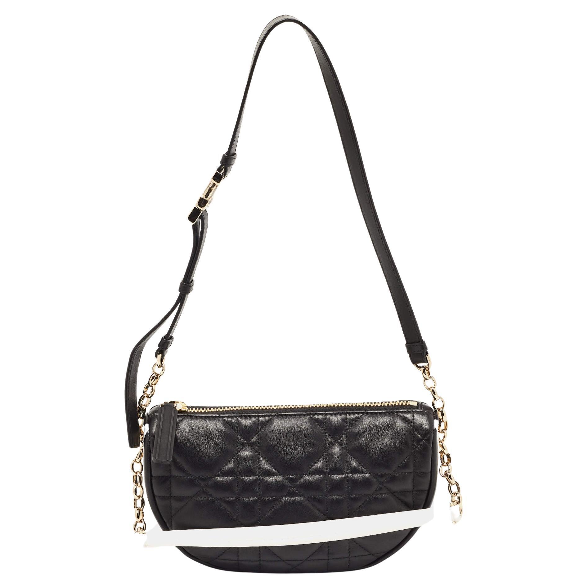 Dior Black Cannage Leather Small Vibe Hobo
