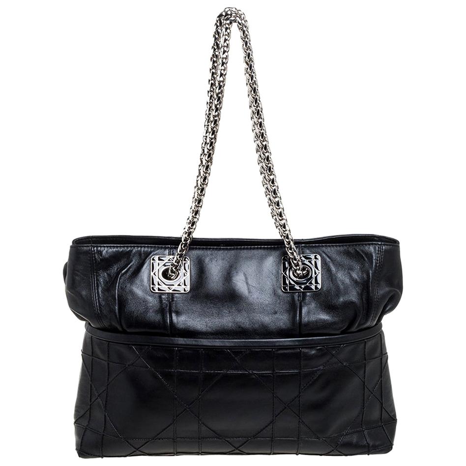 Dior Black Cannage Leather So Dior Tote