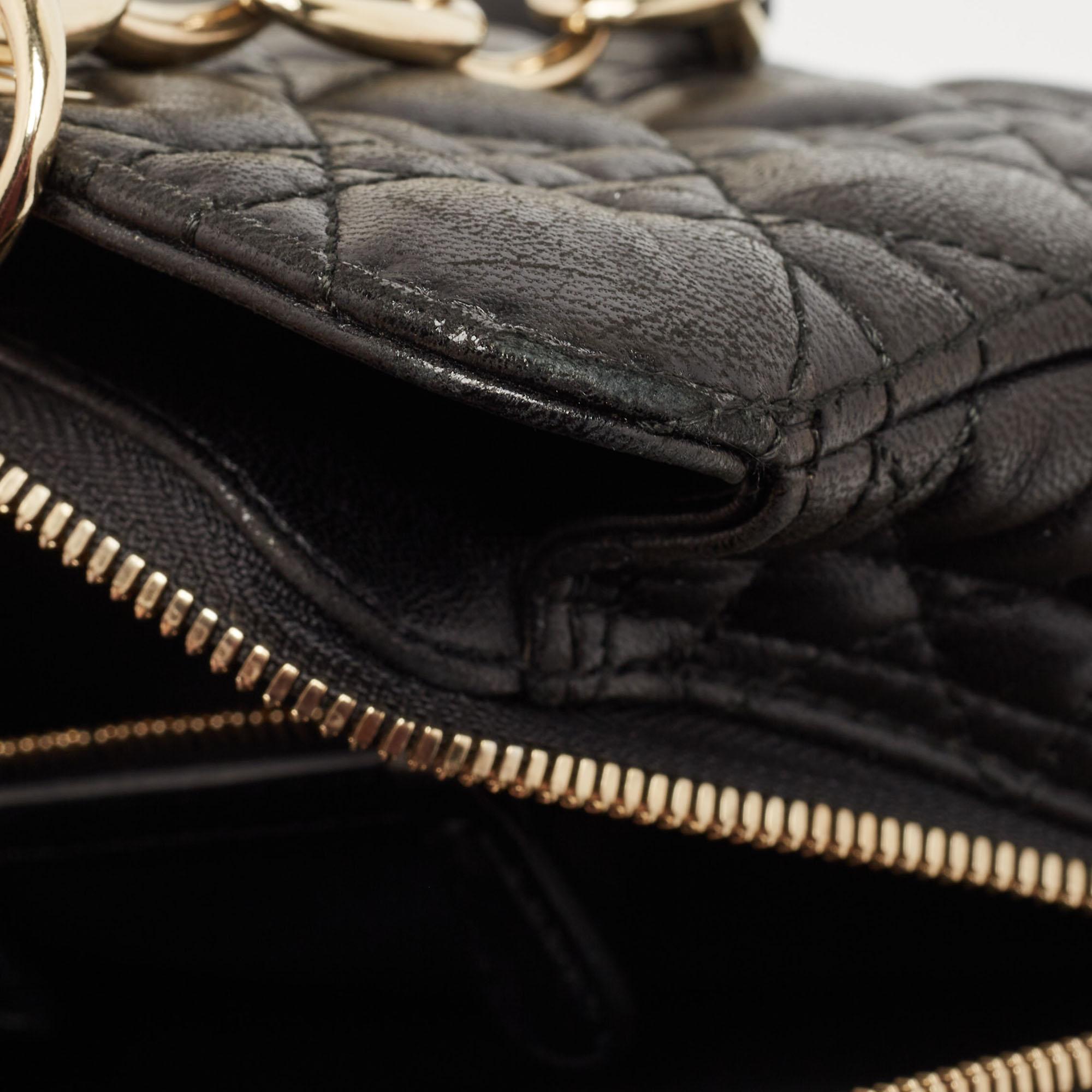 Dior Black Cannage Leather Soft Lady Dior Satchel en vente 6