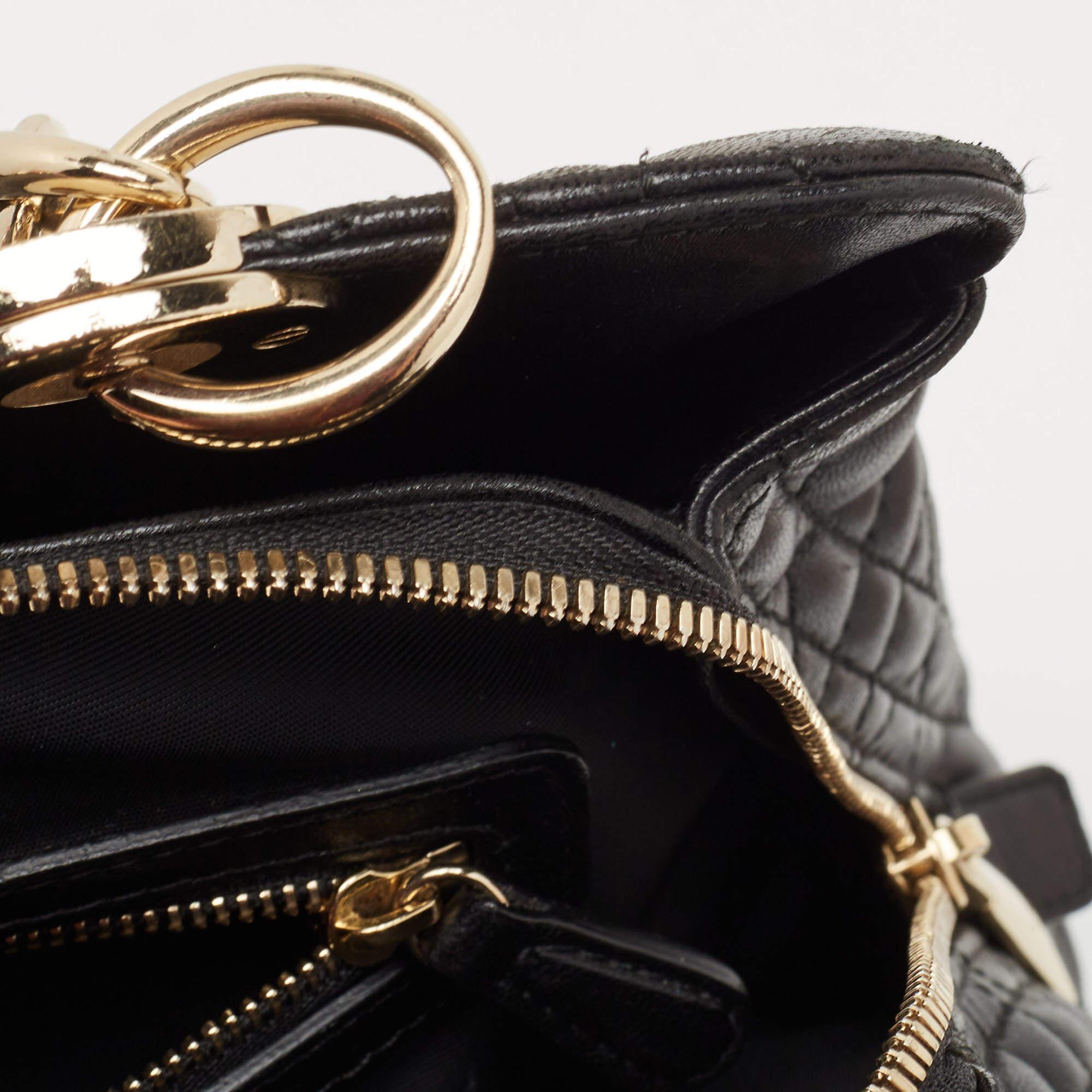 Dior Black Cannage Leather Soft Lady Dior Satchel 6
