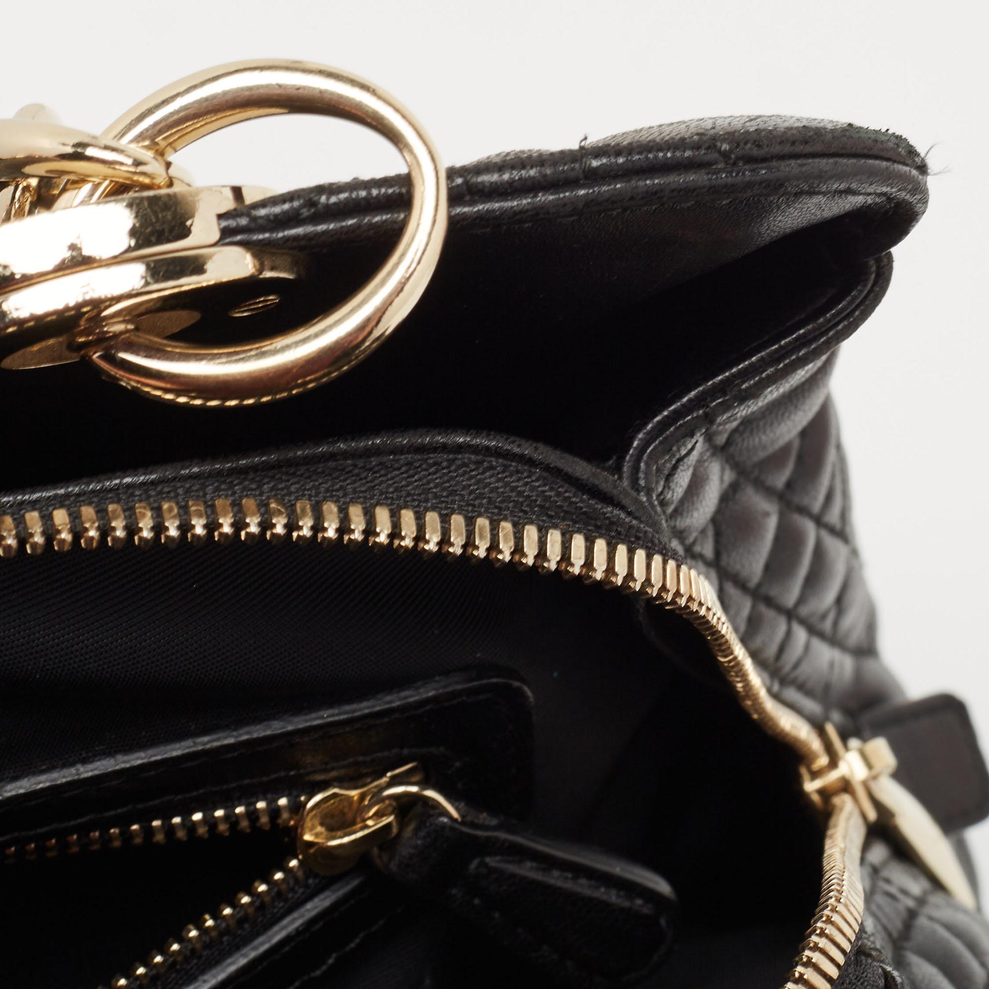 Dior Black Cannage Leather Soft Lady Dior Satchel en vente 8