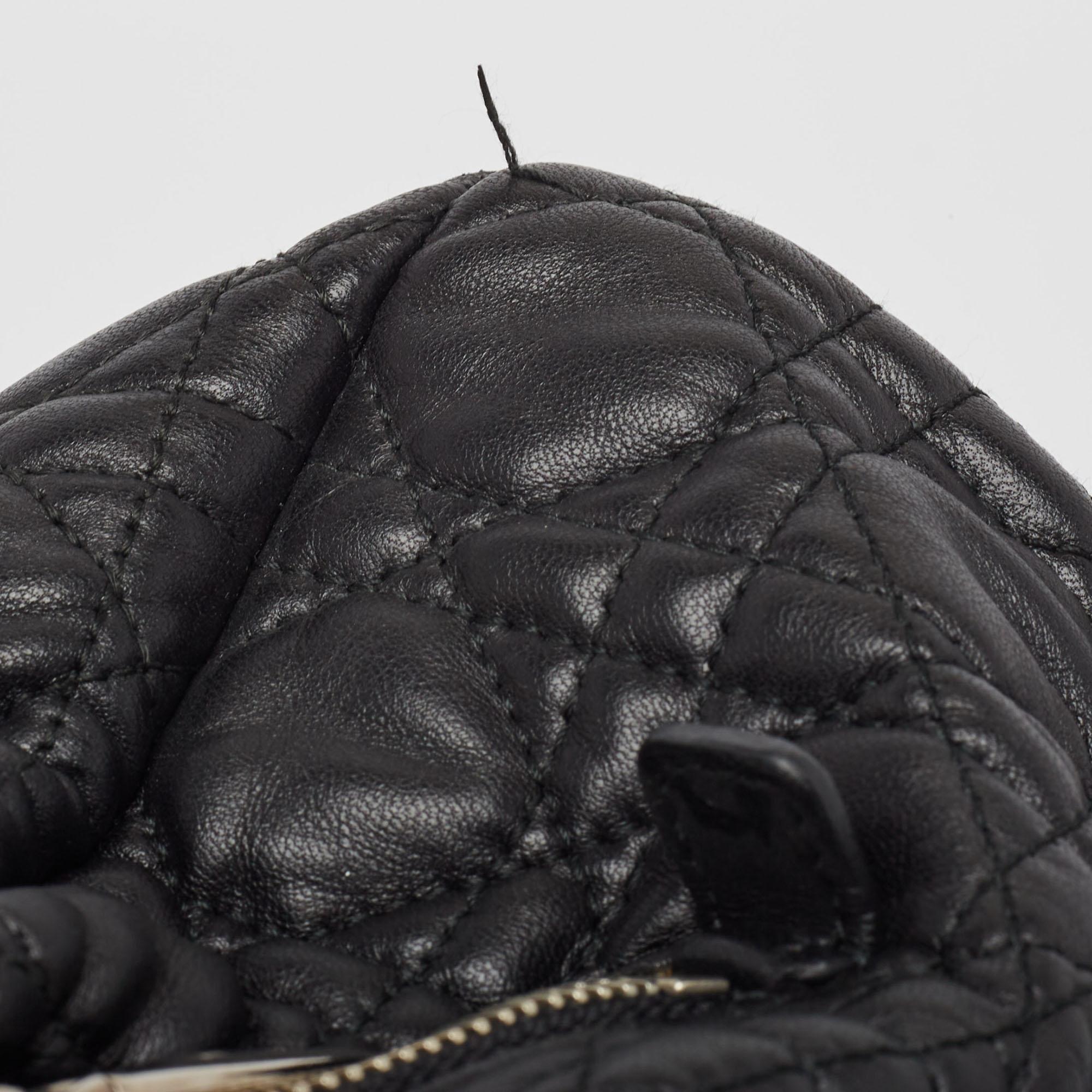 Dior Black Cannage Leather Soft Lady Dior Satchel en vente 9