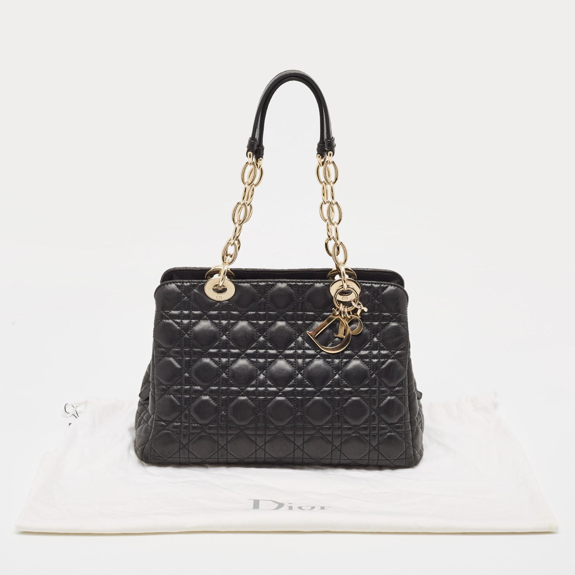Dior Black Cannage Leather Soft Lady Dior Satchel en vente 12