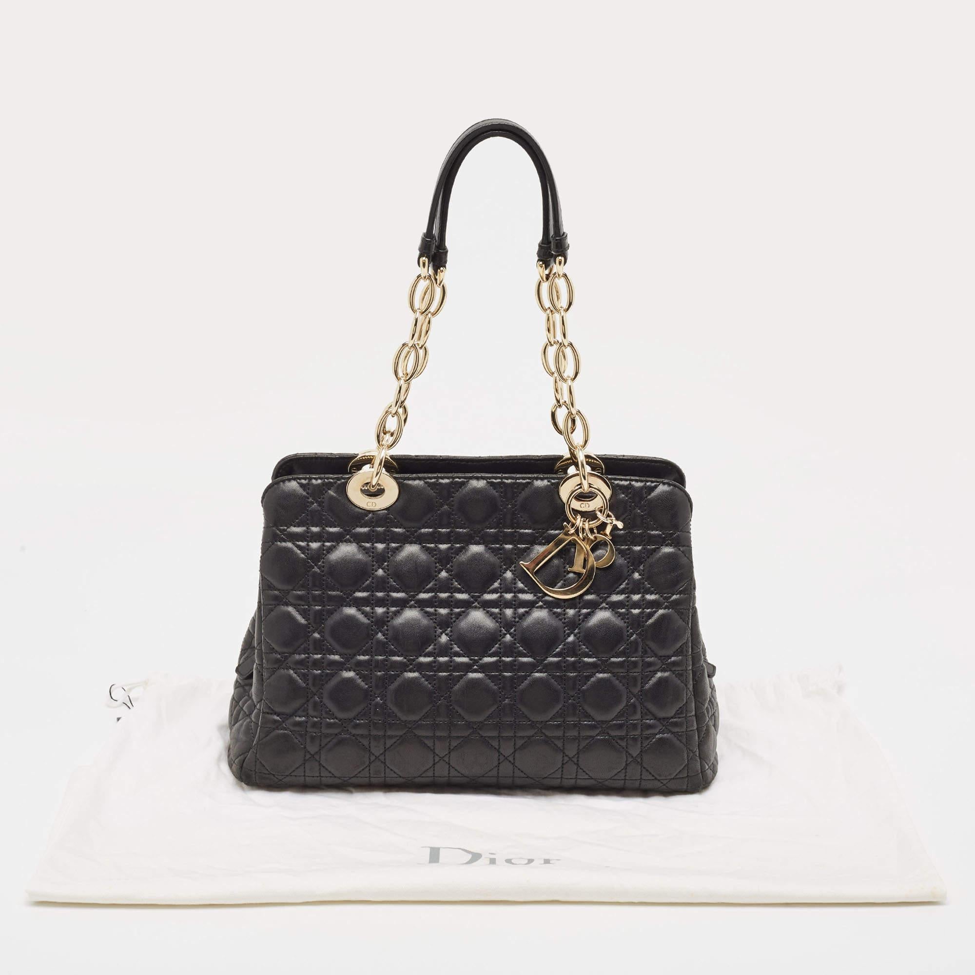 Dior Black Cannage Leather Soft Lady Dior Satchel 2