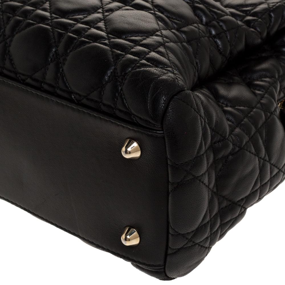 Dior Black Cannage Leather Soft Lady Dior Shopper Tote 5