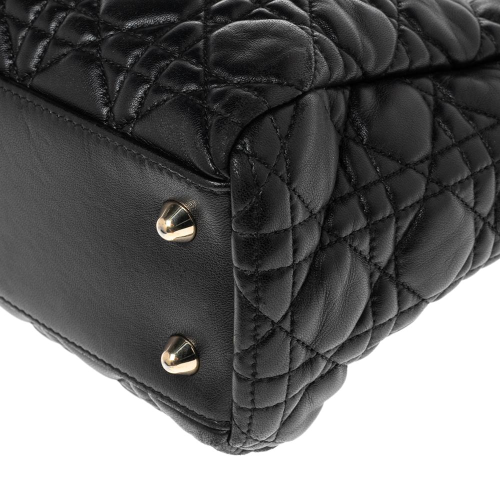 Dior Black Cannage Leather Soft Lady Dior Shopper Tote 3
