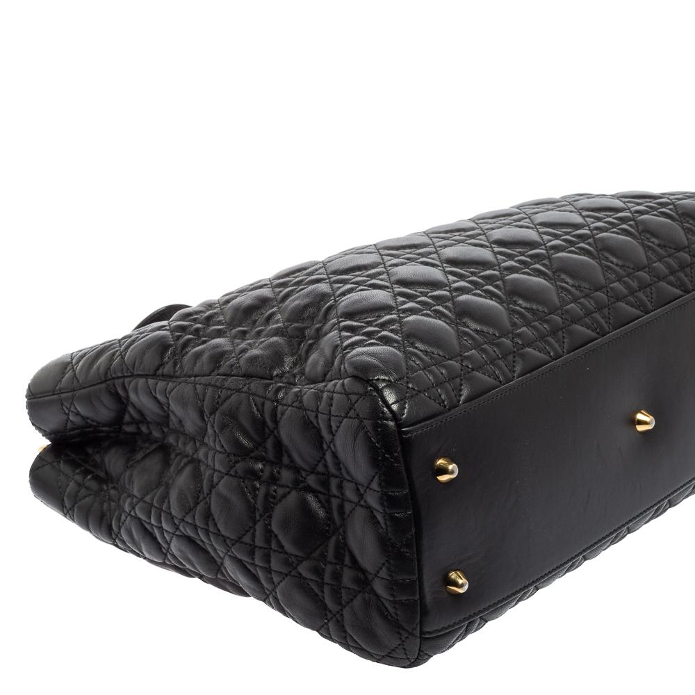 Dior Black Cannage Leather Soft Lady Dior Shopper Tote 5