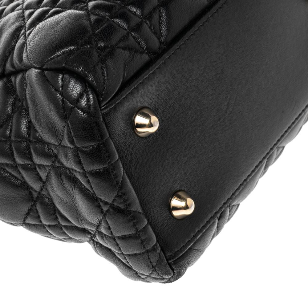 Dior Black Cannage Leather Soft Lady Dior Shopper Tote 4